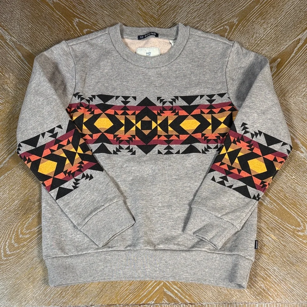 SCOTCH & SODA Gray with Geometric Red and Yellow Pattern Sweatshirt 8 Boy